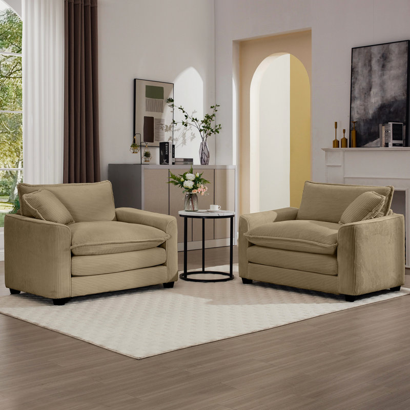 Velours côtelé brun clair avec deux chaises simples - Améliorez votre chambre à coucher et votre bureau 2