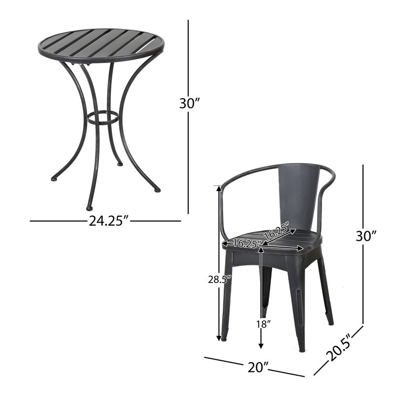COLMAR 3 PC KD METAL SET, Black/Silver