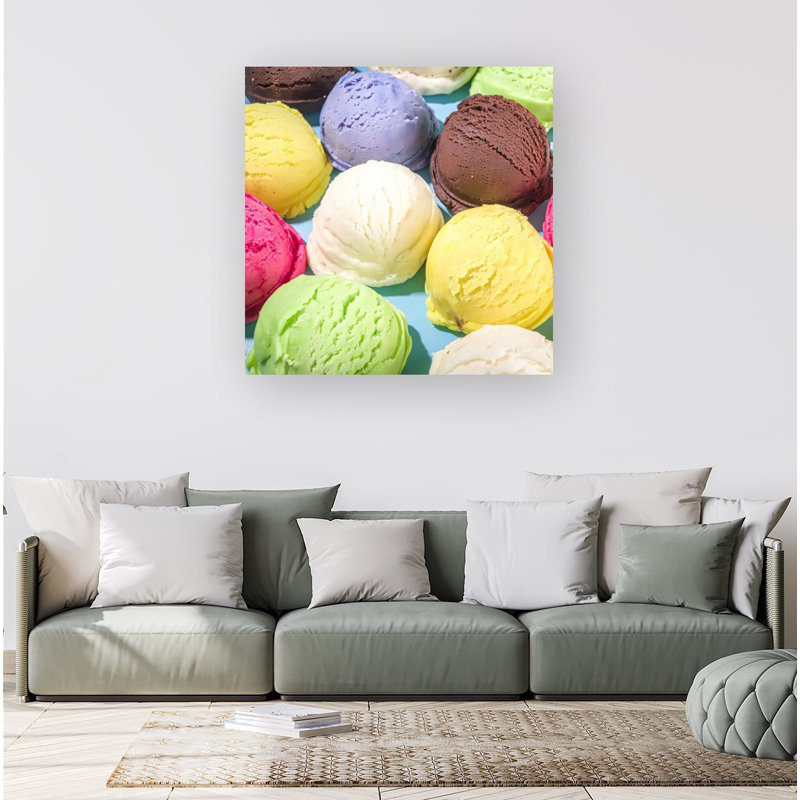 Ice Cream Scoops - Wrapped Canvas Print, 16cm H x 16cm W x 3.8cm D