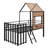 Metal Loft Bed With Roof, Window, Guardrail, Ladder-1566324934