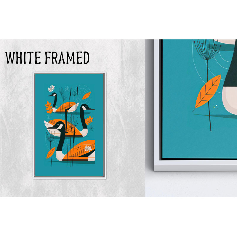 Toile imprimée: Élégant décor de canard, art mural blanc 1P, Hauteur : 39,4 pouces x Largeur : 27,6 pouces