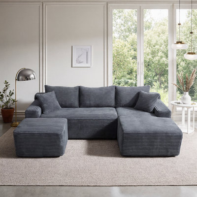 Canapé modulaire en U 94,5 po à assise profonde et sans assemblage