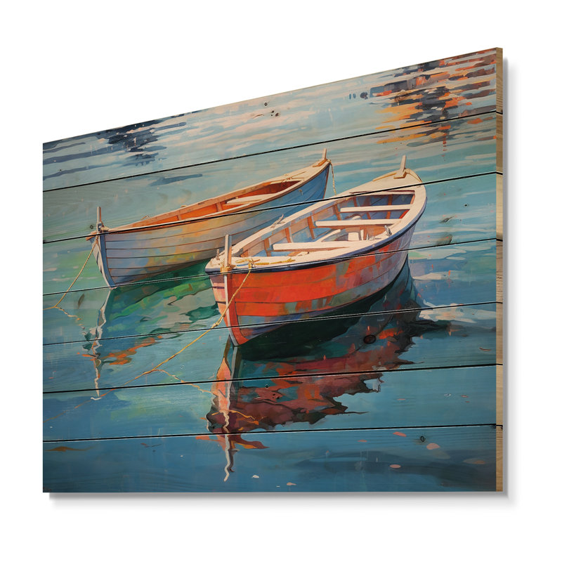«Boat Harmonic Waters» sur impression sur bois, H 24 po x l 32 po x P 0,78 po