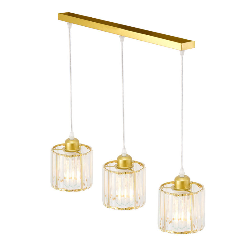 3 - Light Pendant, Brushed Gold, Gold