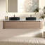 Meuble-lavabo pré-assemblé avec lavabos ovales en céramique rayée, porte-serviettes latéral-880043025-880043028-880043031