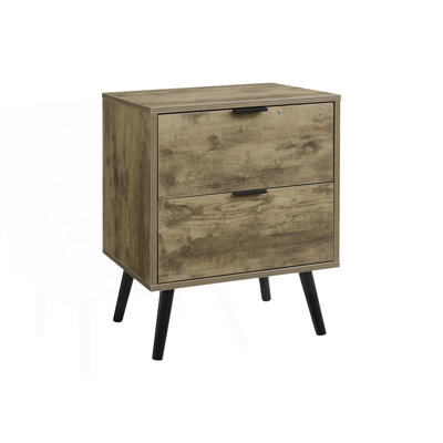 Small Nightstand With 2 Storage Drawer