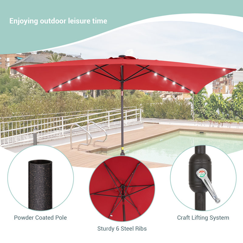 Parasol de marché rectangulaire 10 x 6,5 pi Forontenac, Rouge
