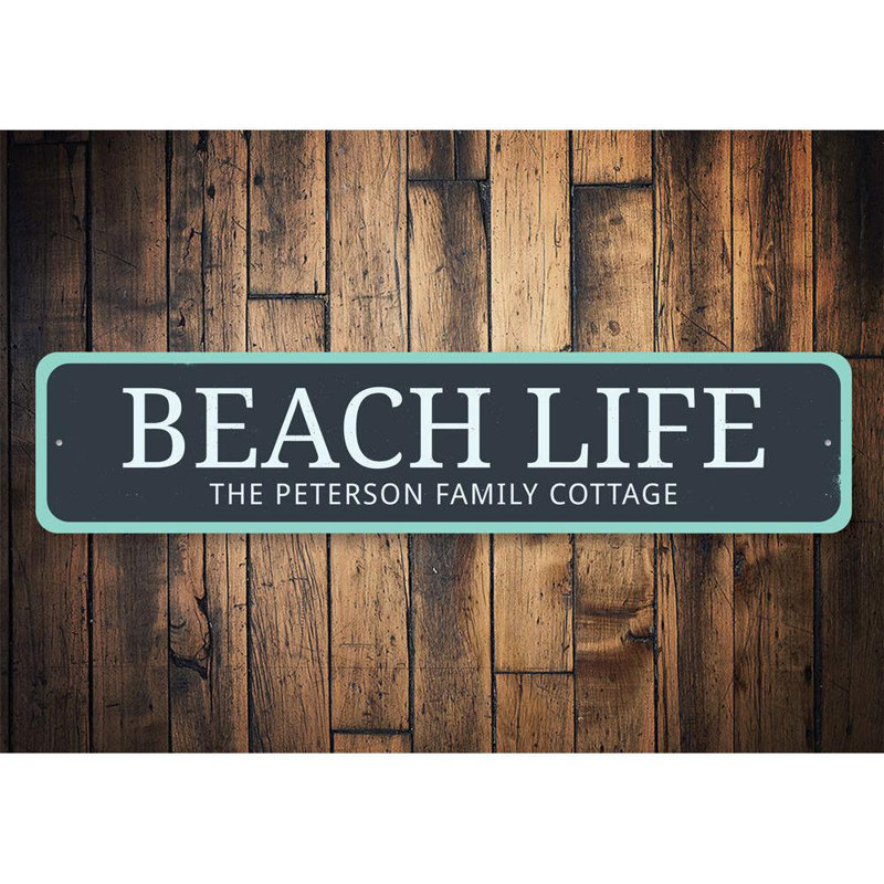 Plaque en aluminium Beach Life, H 6 po x l 24 po x P 0,063 po