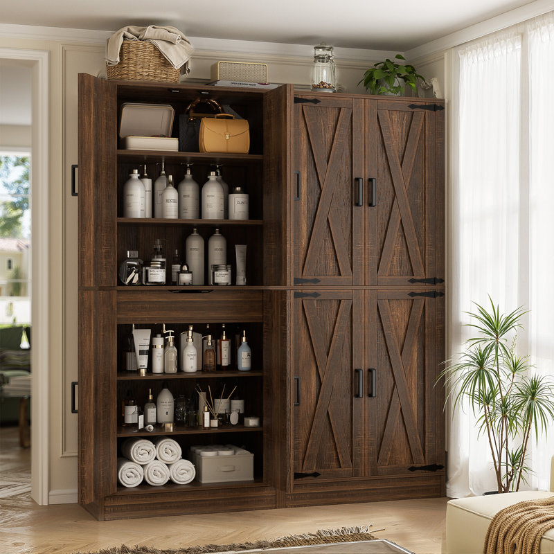 Armoire de rangement 71 "avec portes et tiroir, Brun