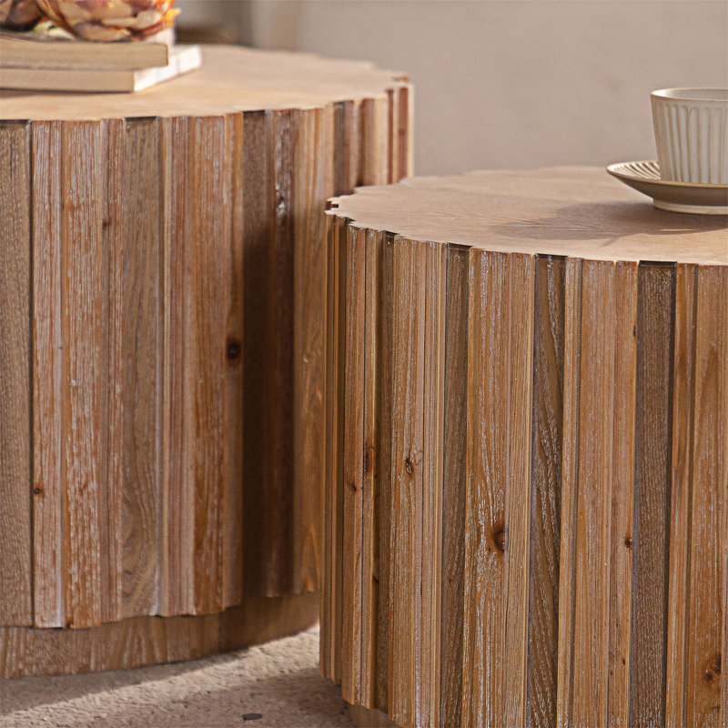 Ensemble de 2 tables basses gigognes, H 15,76 po x l 47,26 po x P 27,57 po, Bois naturel