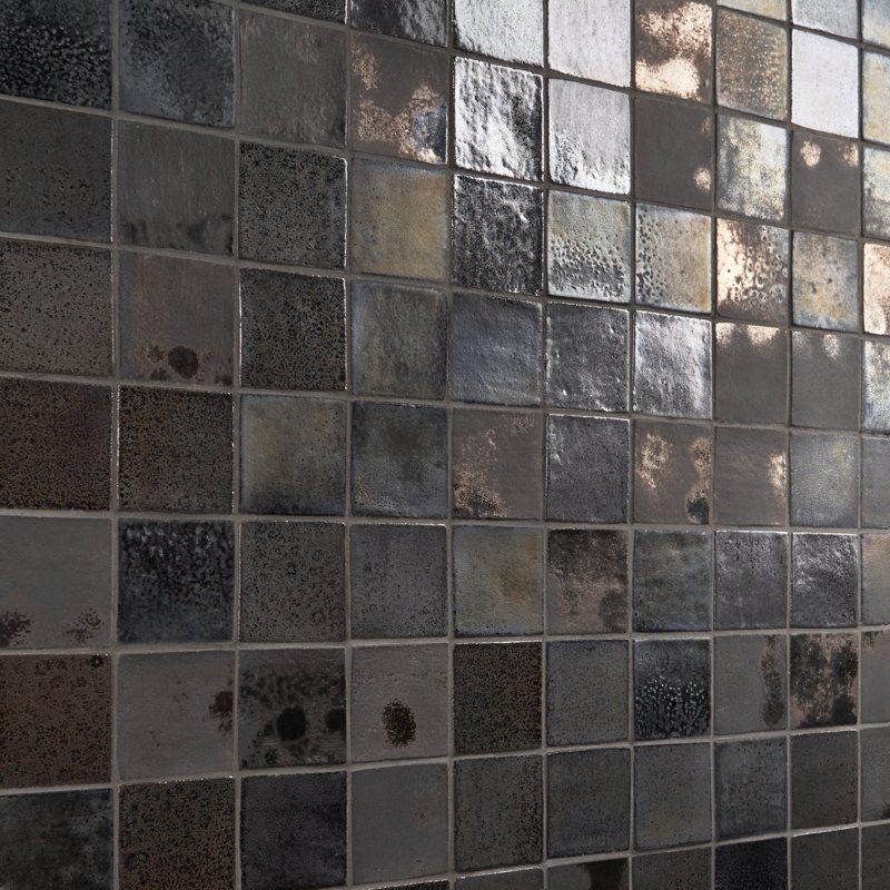 Orion 3.93" x 3.93" Terra Cotta Wall & Floor Tile, Bronze /Silver Mixed