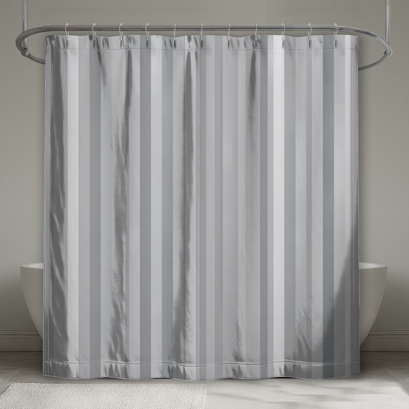 Rideau de douche à rayures - Motif de décor de salle de bain moderne, H 73 po x l 70 po, Gris à rayures