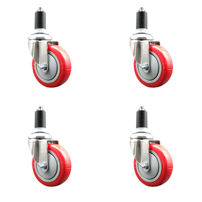 316SS Polyurethane Swivel 1- Expanding Stem Caster Set SCC
