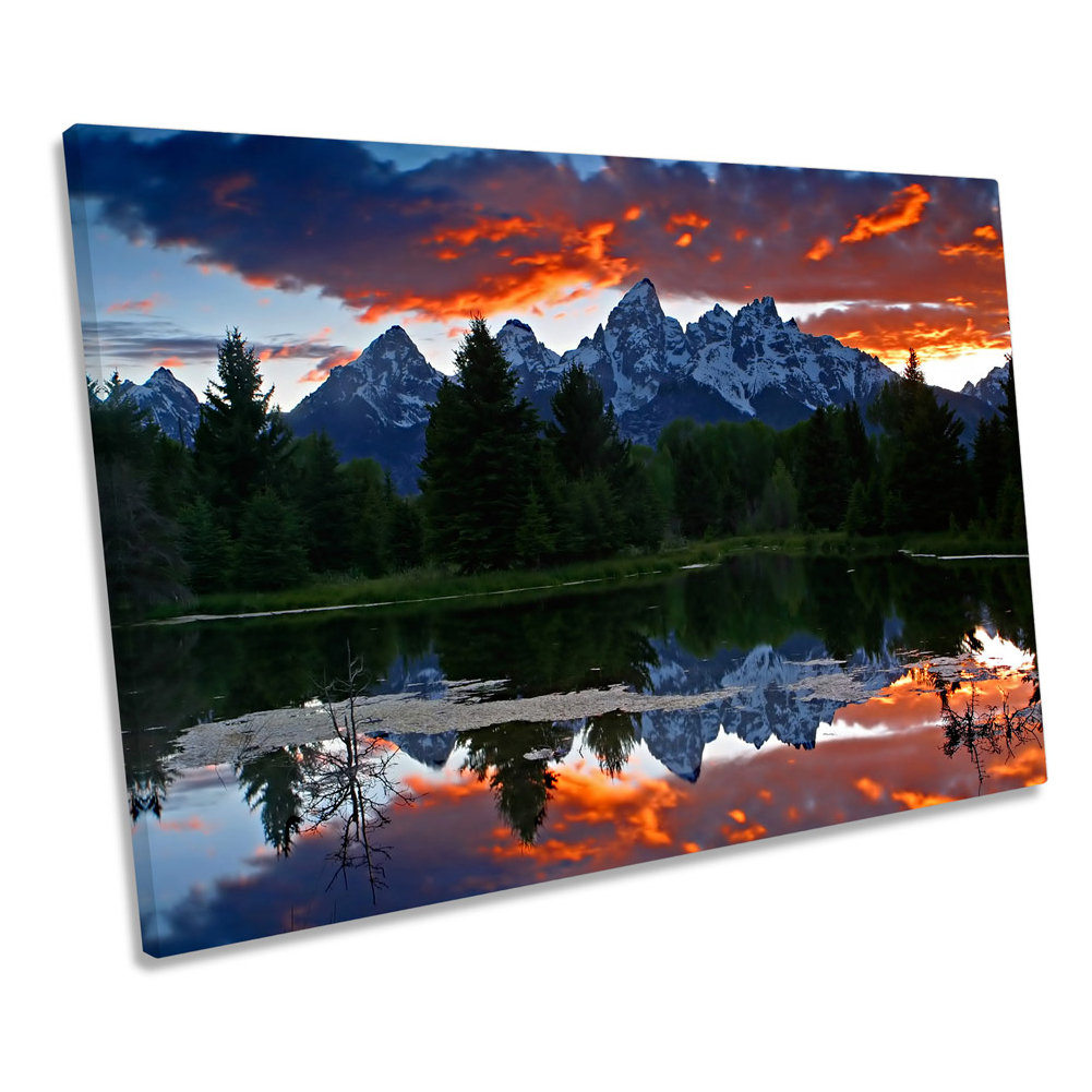 Teton Rocky Mountains Sunset - Wrapped Canvas Print