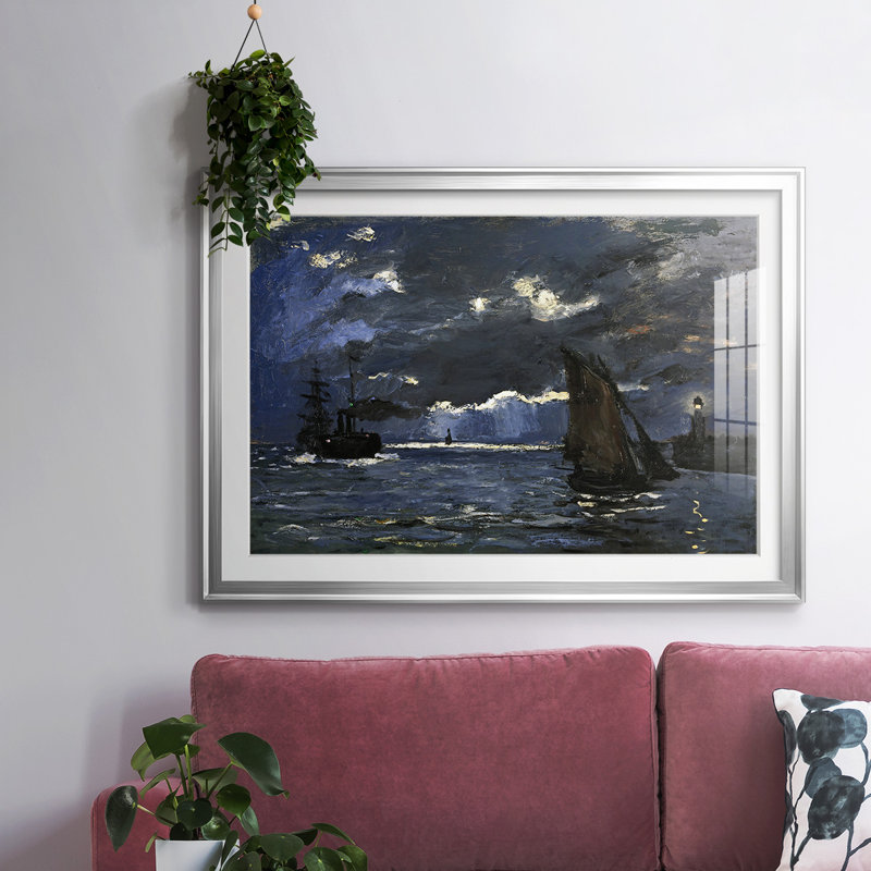 Monet, impression encadrée sur papier par Claude Monet, Argent, H 19 po x l 27 po x P 1,5 po