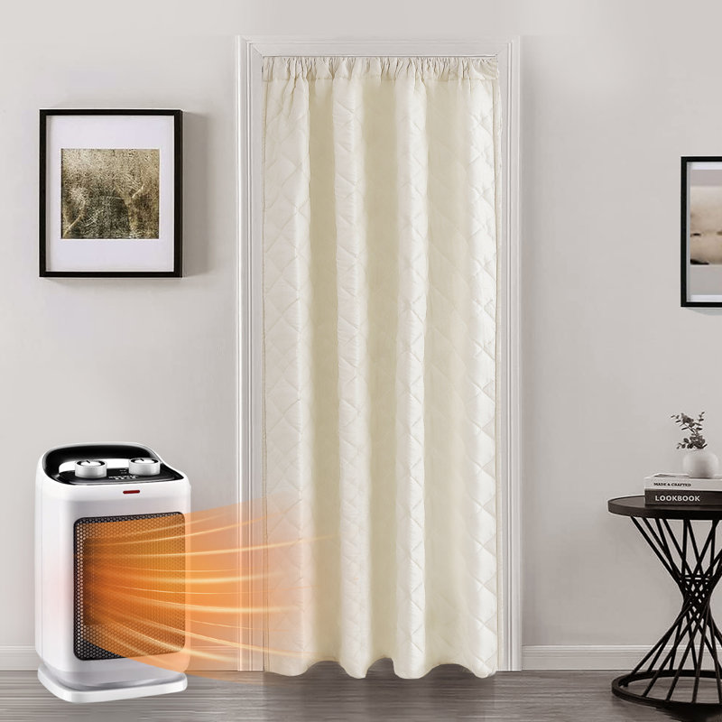 Quilted Heavy Duty Window Door Curtain Winter Thermal Isolate Drape, Beige