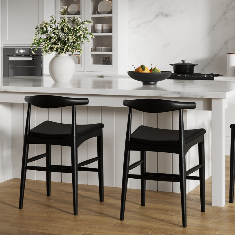 Ardo Vegan Leather Bar & Counter Stool, Counter Stool (24" Seat Height), Black