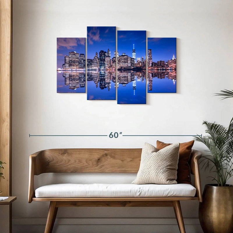 Sireci Manhattan Night Skyline, 27" H x 43" W