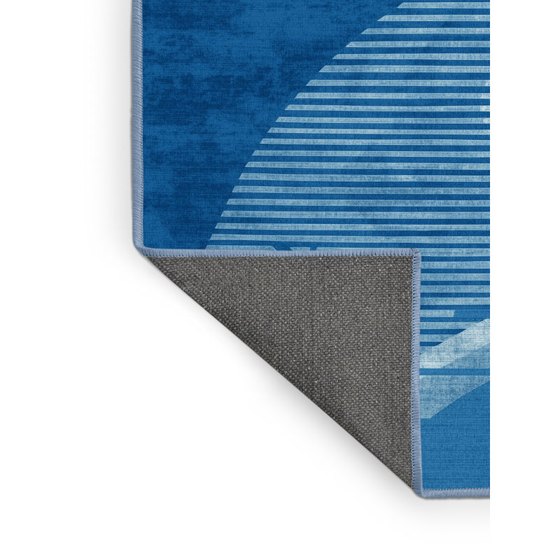 Tapis moelleux moelleux à rayures bleues Ahmad Parasaurolophus, 4 x 2