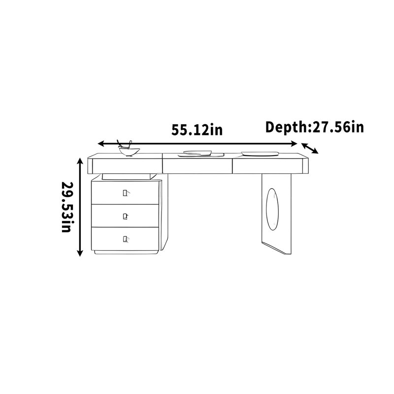 Embry, H 29,53 po x l 55,12 po x P 27,56 po, Blanc / Doré