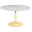 Raleigh White and Brass Pedestal Dining Table
