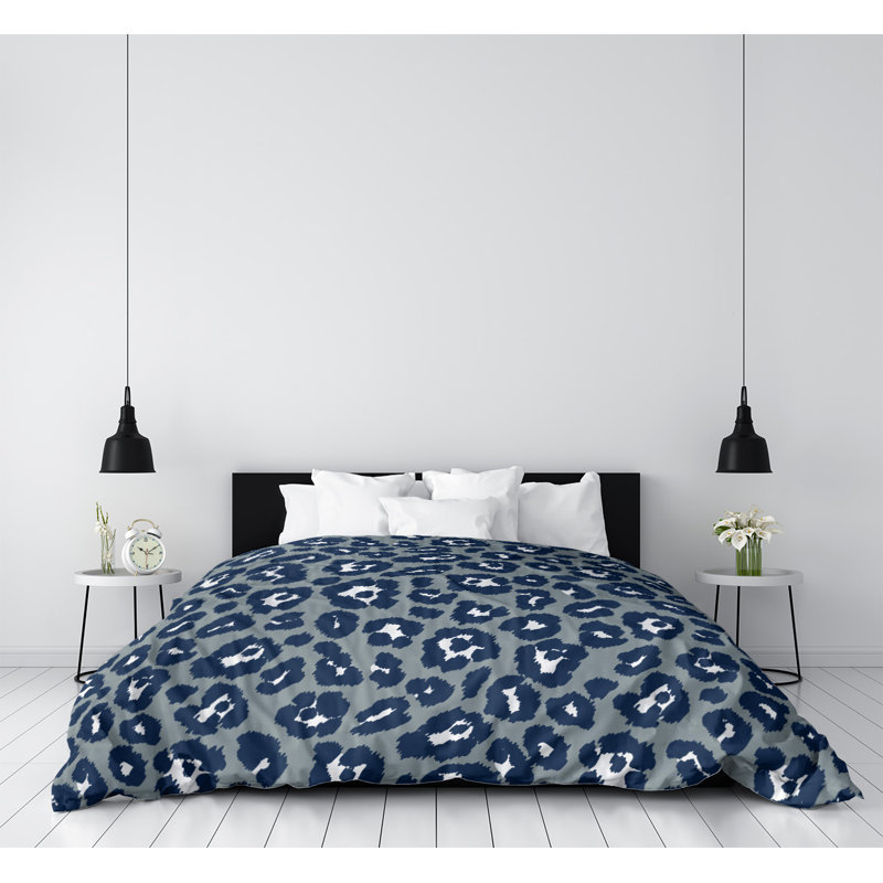 Housse de couette simple, Microfibre, Housse de couette pour grand lit, Blanc / bleu / gris