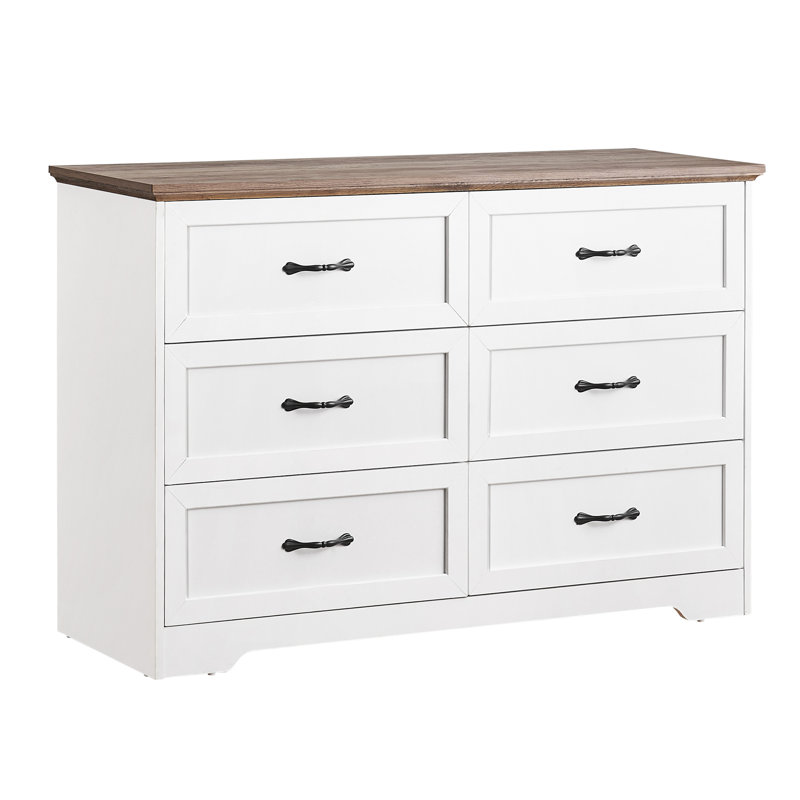 Flesner 6 Drawer Storage Drawer, Brown/White