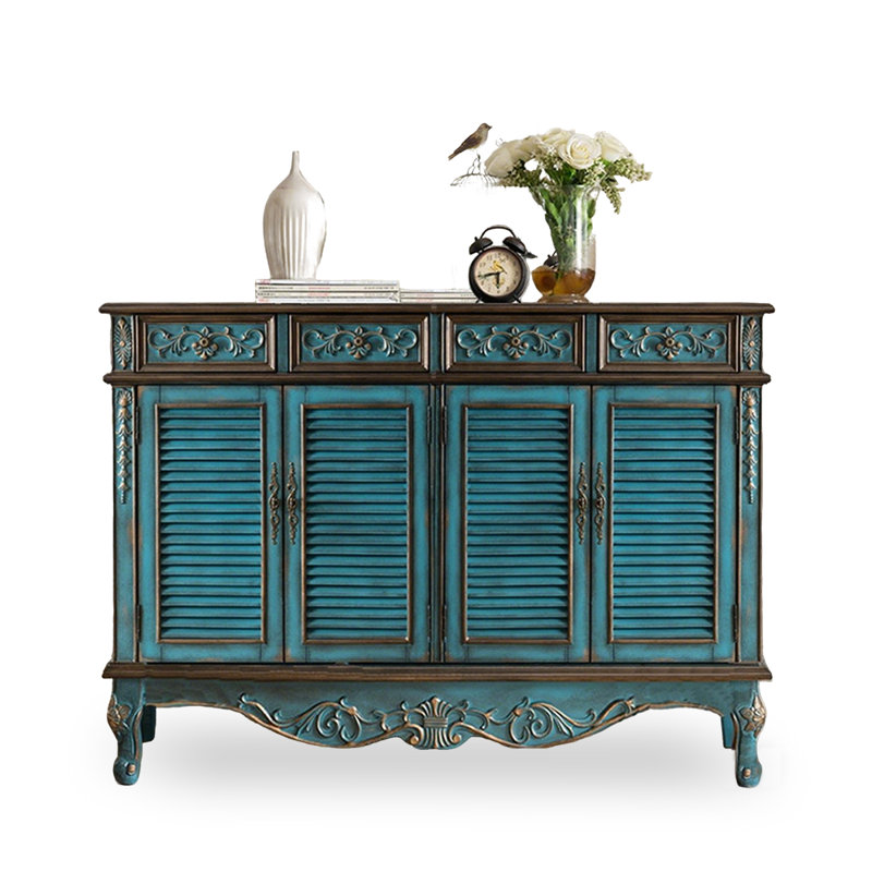 Blue Solid Wood Shoe Storage Bench, 43.31" H x 63.78" W x 13.78" D