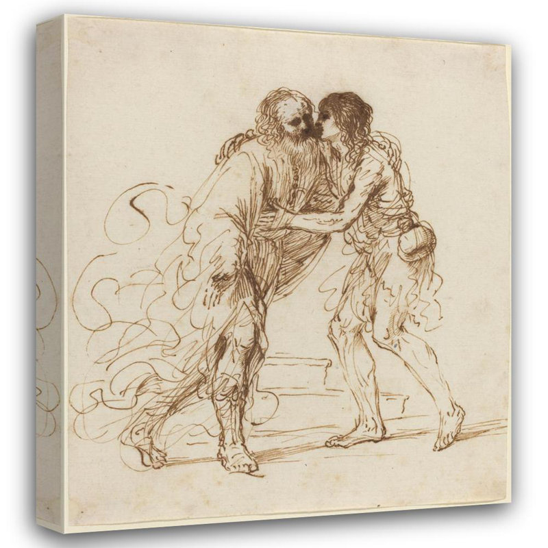 "Le retour du fils prodigue" par Guercino - Toile tendue avec châssis, H 24 po x l 17 po