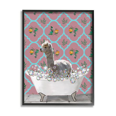 " Bathing Llama in Bathroom " Graphic Art