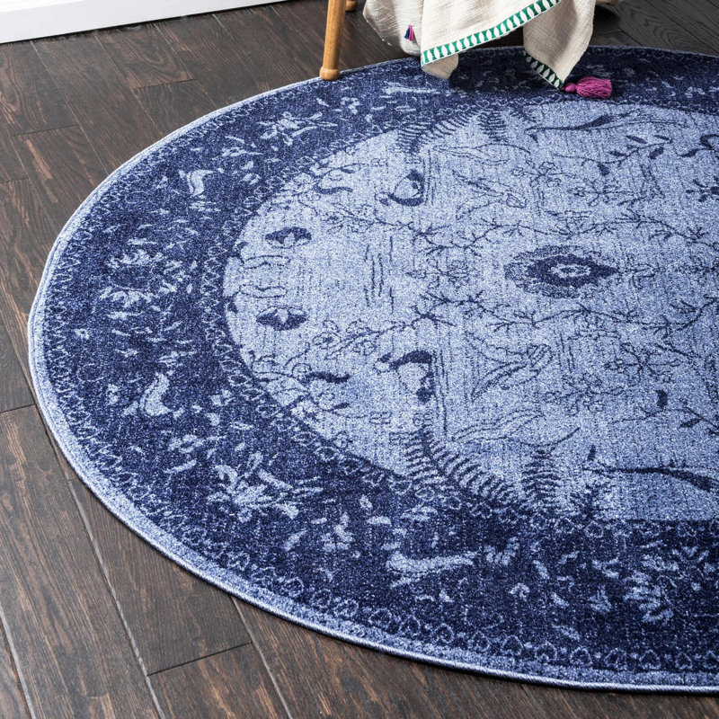 Tapis bleu marine Godina, Rond 8 pi
