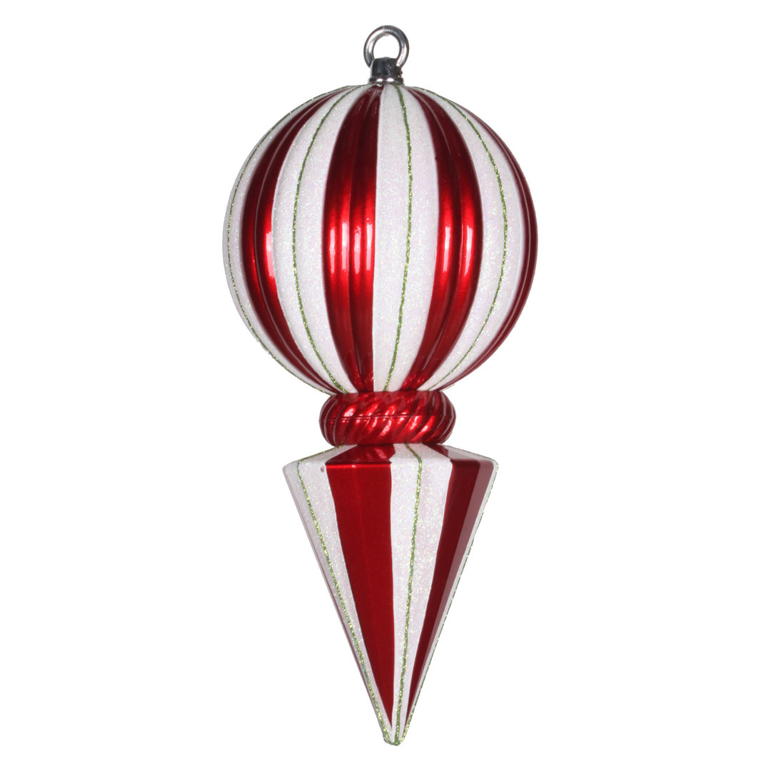 12" Striped Shiny Ball Finial Ornament The Holiday Aisle® 