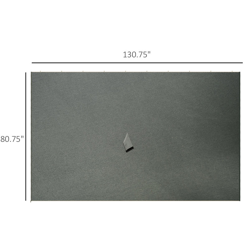 Rideaux d'intimité pour auvent extérieur - 10 pi x 12 pi, gris avec sangles de fixation et fermeture à glissière intérieure