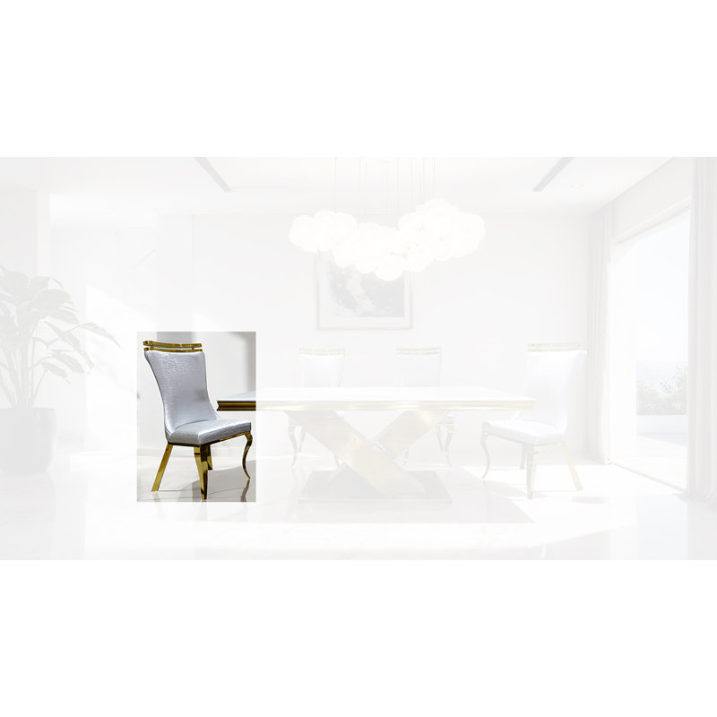 Ensemble de 2 chaises d'appoint Ludgera, Gris, Doré