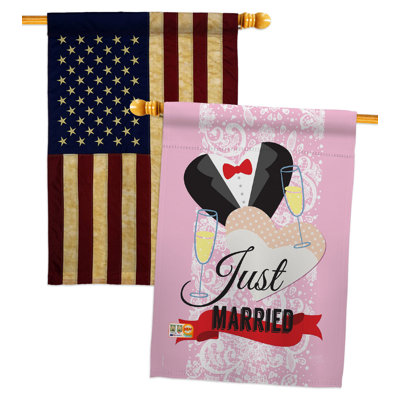 Double Sided 40'' H x 28'' W Polyester Wedding House Flag