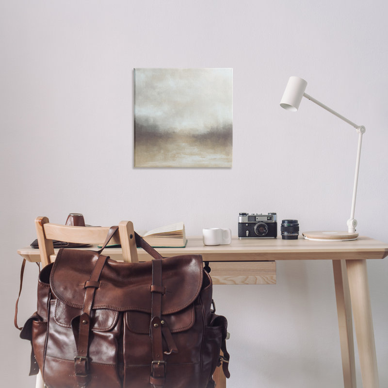 «Foggy Beige Landscape» par J: L Design, H 24 po x l 24 po
