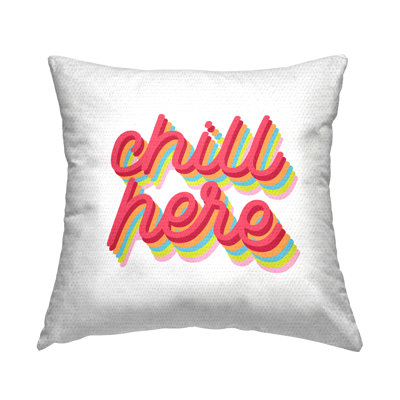 Chill Here Striped Cursive Outdoor Printed Pillow by Lil' Rue