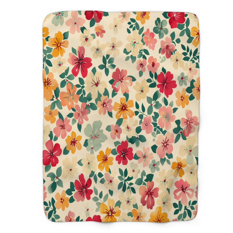 Spring Florals - 1 pièce Sherpa Premium, Lit simple