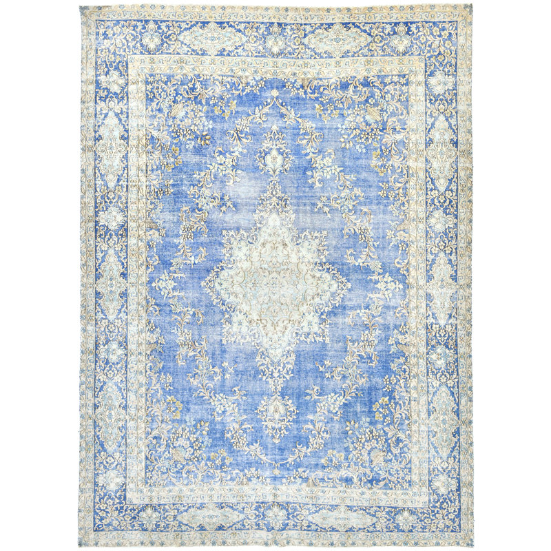 Tapis oriental bleu unique 10X14 One-of-a-Kind