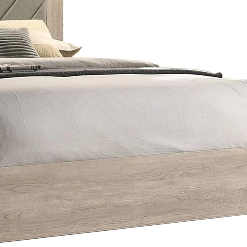 Cadre de lit contemporain en bois d'hévéa 1pc, Très grand californien