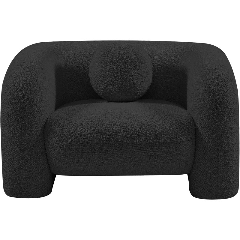 Fauteuil l 44 po Izadora, Tissu bouclé noir