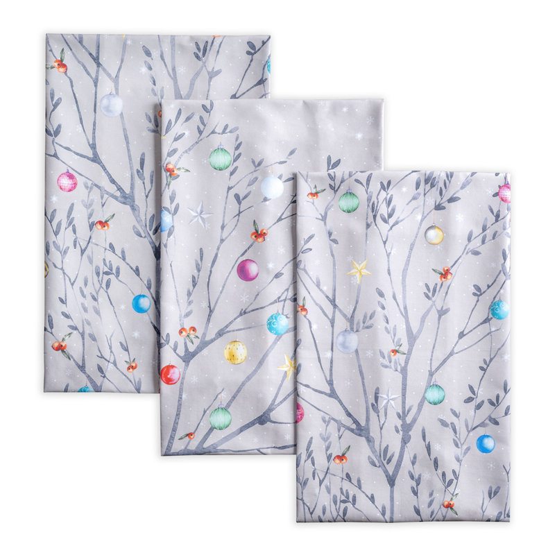 Maison d'Hermine Fairy Christmas, ensemble de 3 torchons de cuisine 100 % coton - 51 x 70 cm