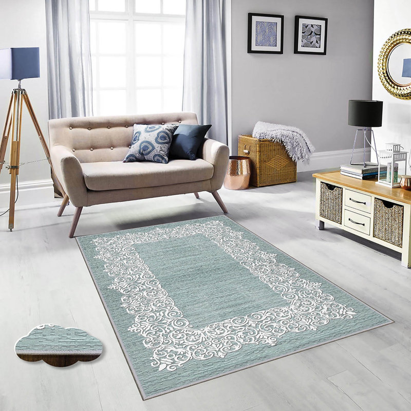 Luxurious 3D Printed Woven Carpet, 55.1 x 86.6 inches | 100% Polyester, Antibacterial, Machine Washable | Non-Slip PVC Felt Dot Underside, 0.3 in Pile Height | Perfect for Living Room, Bedroom & Home Decor