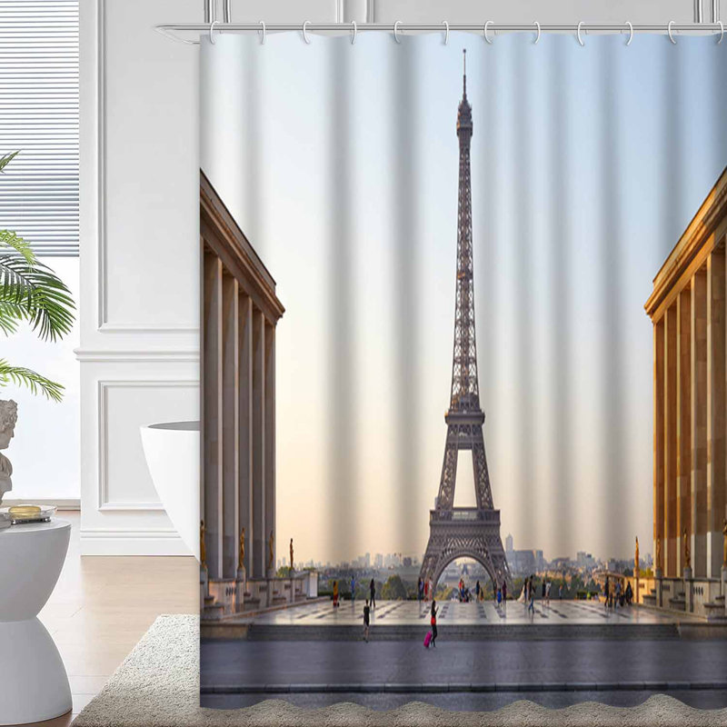 Rideau de douche Paris Paris Tour Eiffel avec 12 crochets, L 72 po x l 84 po