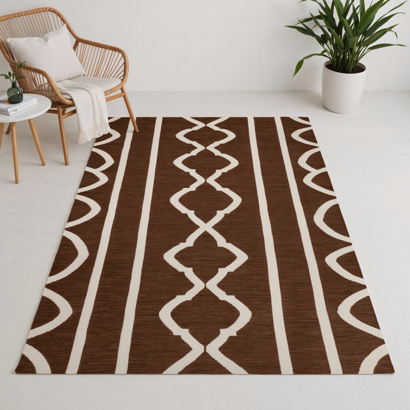 Tapis brun intérieur et extérieur Trellis, Rectangle 5 pi x 7 pi