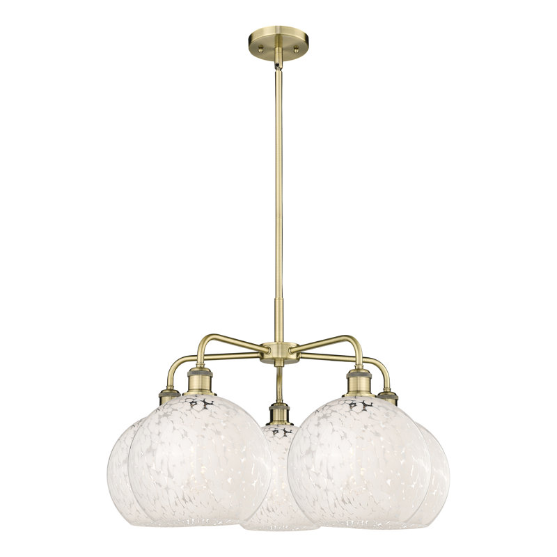Bellagrace 5 - Light Dimmable Globe Chandelier, 17.25" H x 28" W x 28" D, Antique Brass