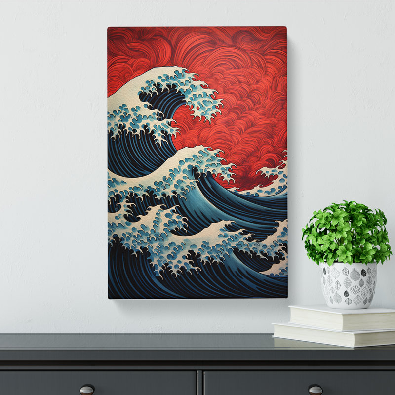 Wave Japanese Geometric Art No.2 - Wrapped Canvas, 60cm H x 40cm W x 3cm D