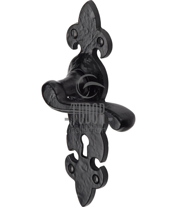 Heritage Brass The Tudor Door Handle Lever Lock Fleur de Lys Design