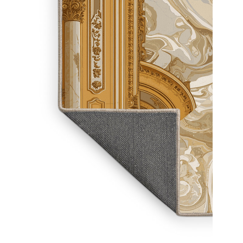 Tapis beige moelleux moelleux moelleux et luxueux en marbre beige Schettbrun Palace, 7x10