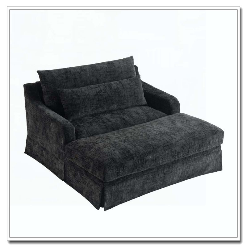 Canapé 59,5 pouces avec surface texturée et deux coussins, Noir